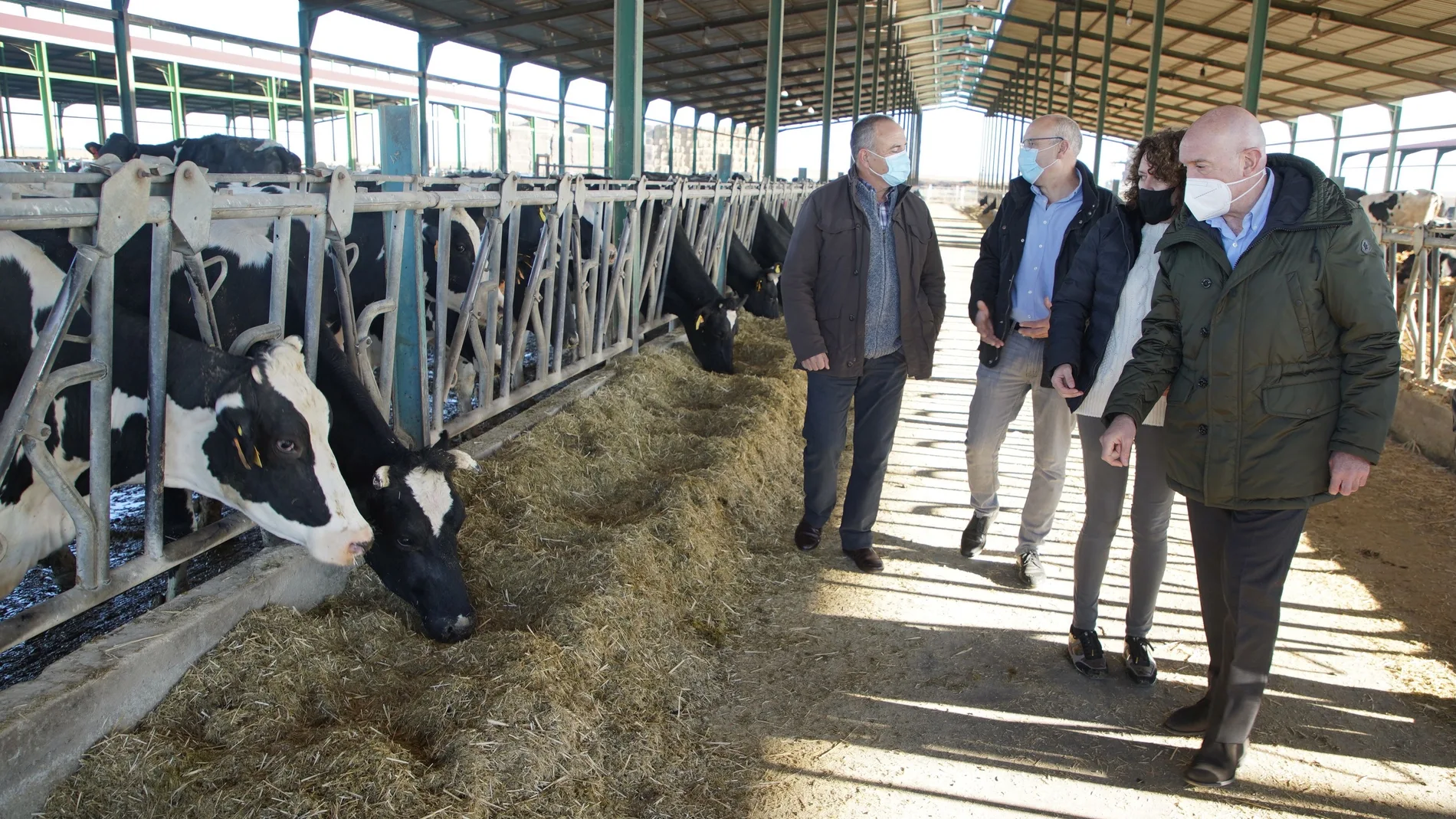 El consejero de Agricultura, Ganadería y Desarrollo Rural, Jesús Julio Carnero, durante la visita a la cooperativa vallisoletana Vazaeco, en Tordehumos