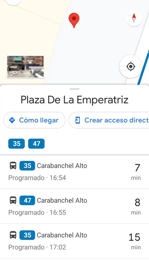 La "app" mostrando los tiempos de espera en una parada de autobús.
