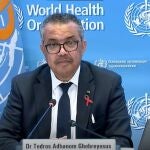 El director general de la Organización Mundial de la Salud (OMS), Tedros A. Ghebreyesus, en rueda de prensa tras la Asamblea Mundial de la Salud. A 1 de diciembre de 2021