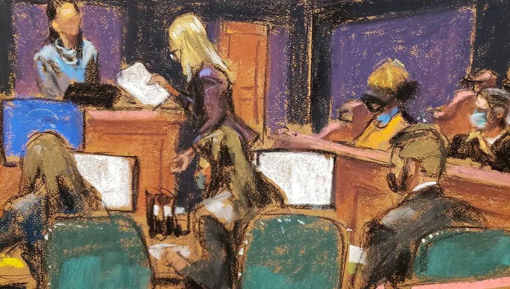 La abogada defensora Laura Menninger pregunta a &quot;Jane&quot; durante el juicio