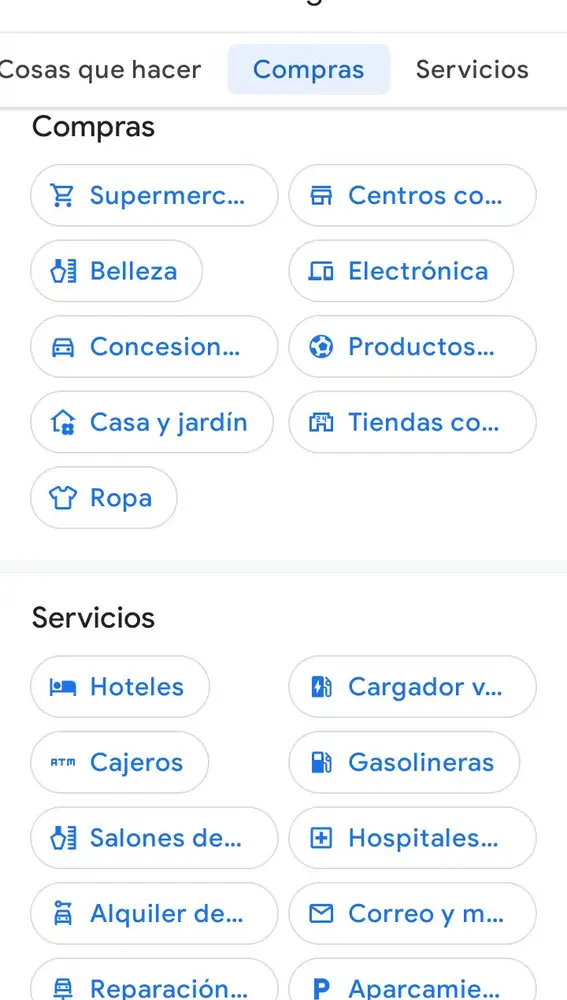 Y si lo que necesitas no está ahí, siempre puedes usar el buscador de Maps.