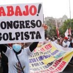 Manifestación en apoyo a Pedro Castillo en la capital Lima