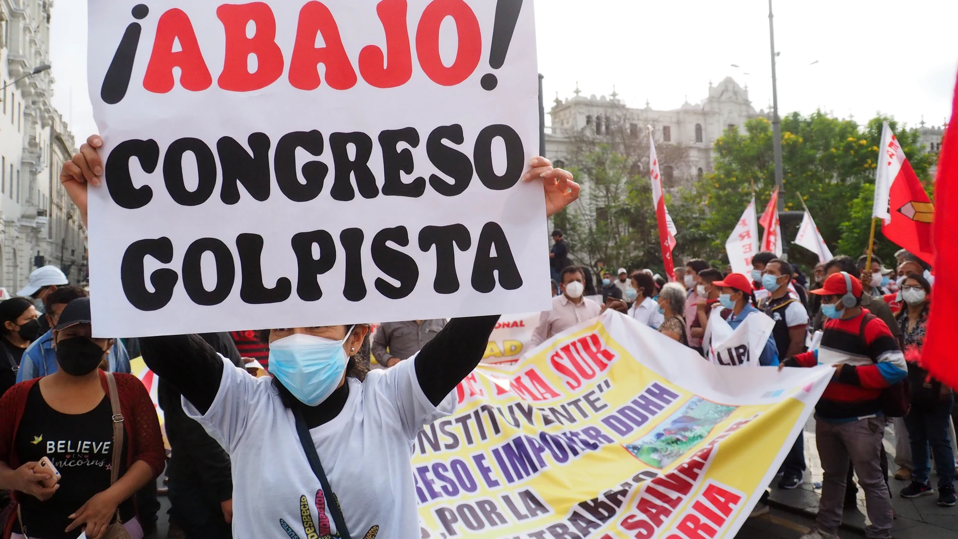 Manifestación en apoyo a Pedro Castillo en la capital Lima