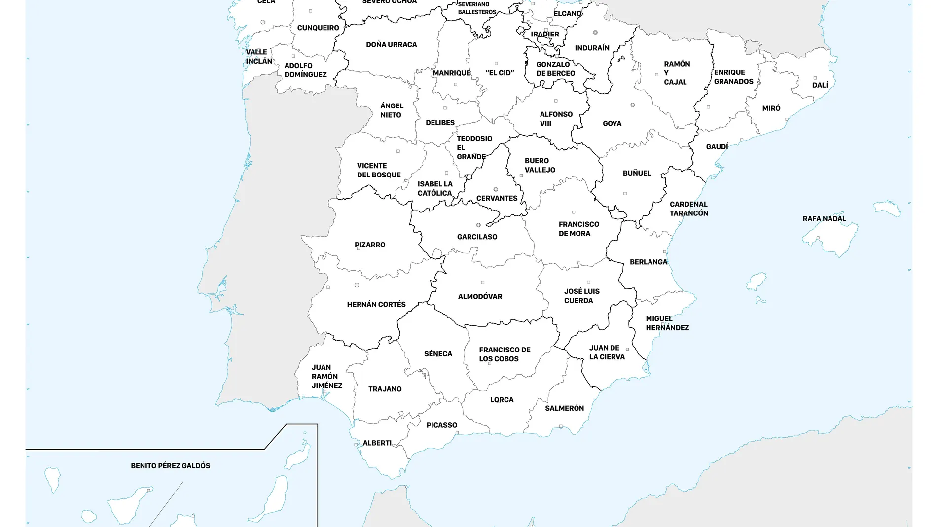 Mapa de los personajes más importantes de cada provincia.