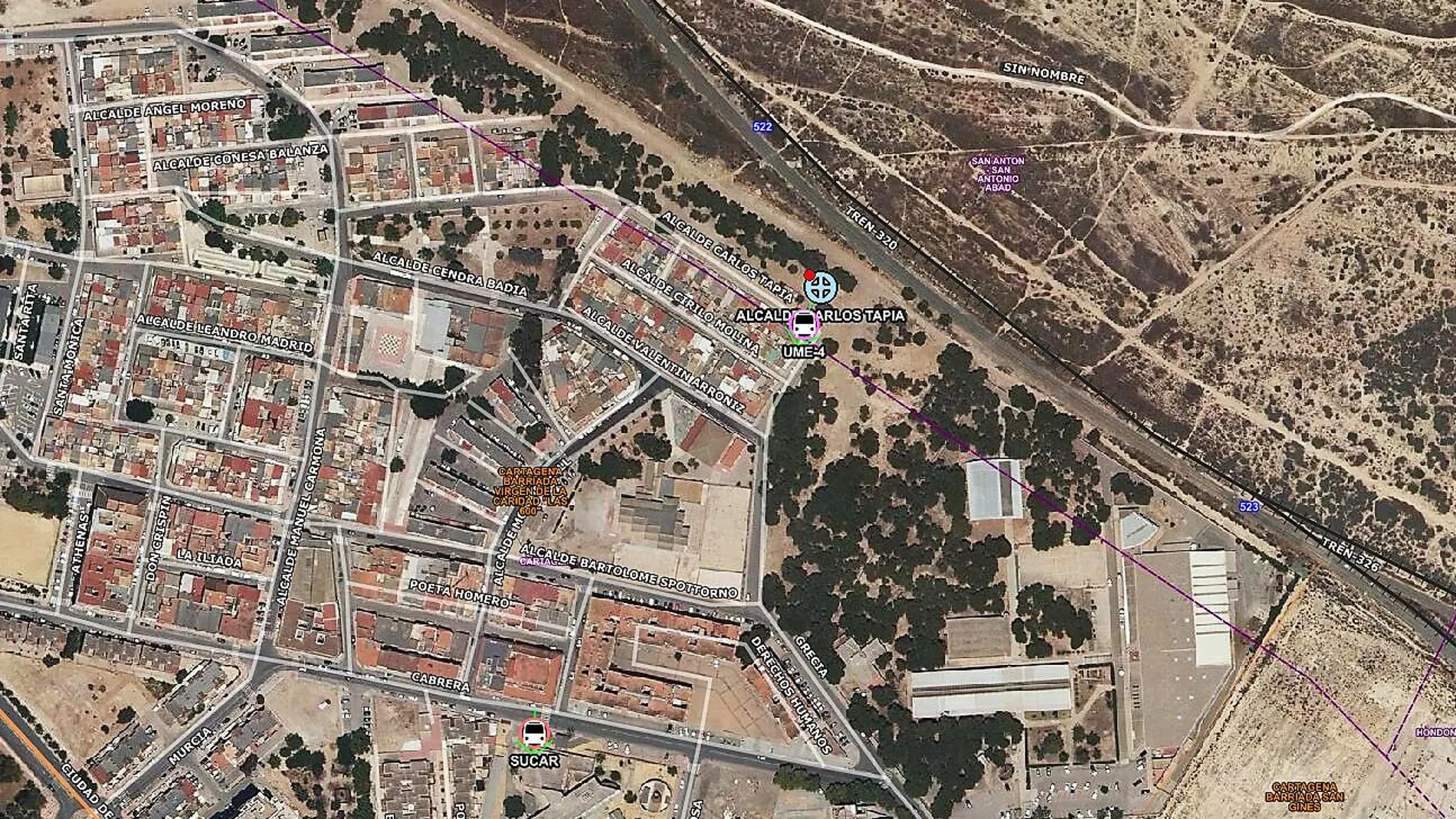 Mapa de la zona en la que ha tenido lugar el atropello