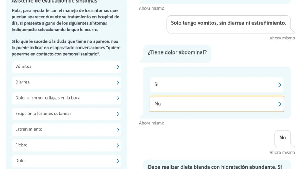 Chat para resolver dudas en pacientes oncológicos