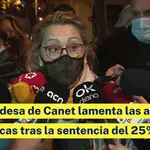 La alcaldesa de Canet (Barcelona) lamenta amenazas telefónicas tras la sentencia del 25%