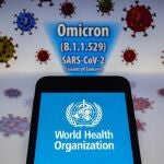 Logotipo de la Organización Mundial de la Salud (OMS) junto a información sobre la variante ómicron del coronavirus