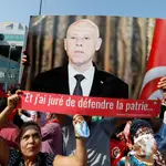 Seguidores del presidente Kais Saied en Túnez