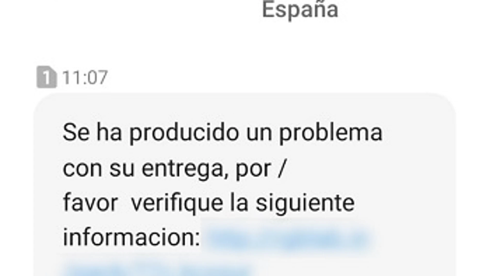 Uno de los SMS fraudulentos que están recibiendo usuarios de Android suplantando a DHL.