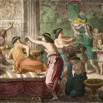 Grabado que refleja un excesivo banquete en la época romana