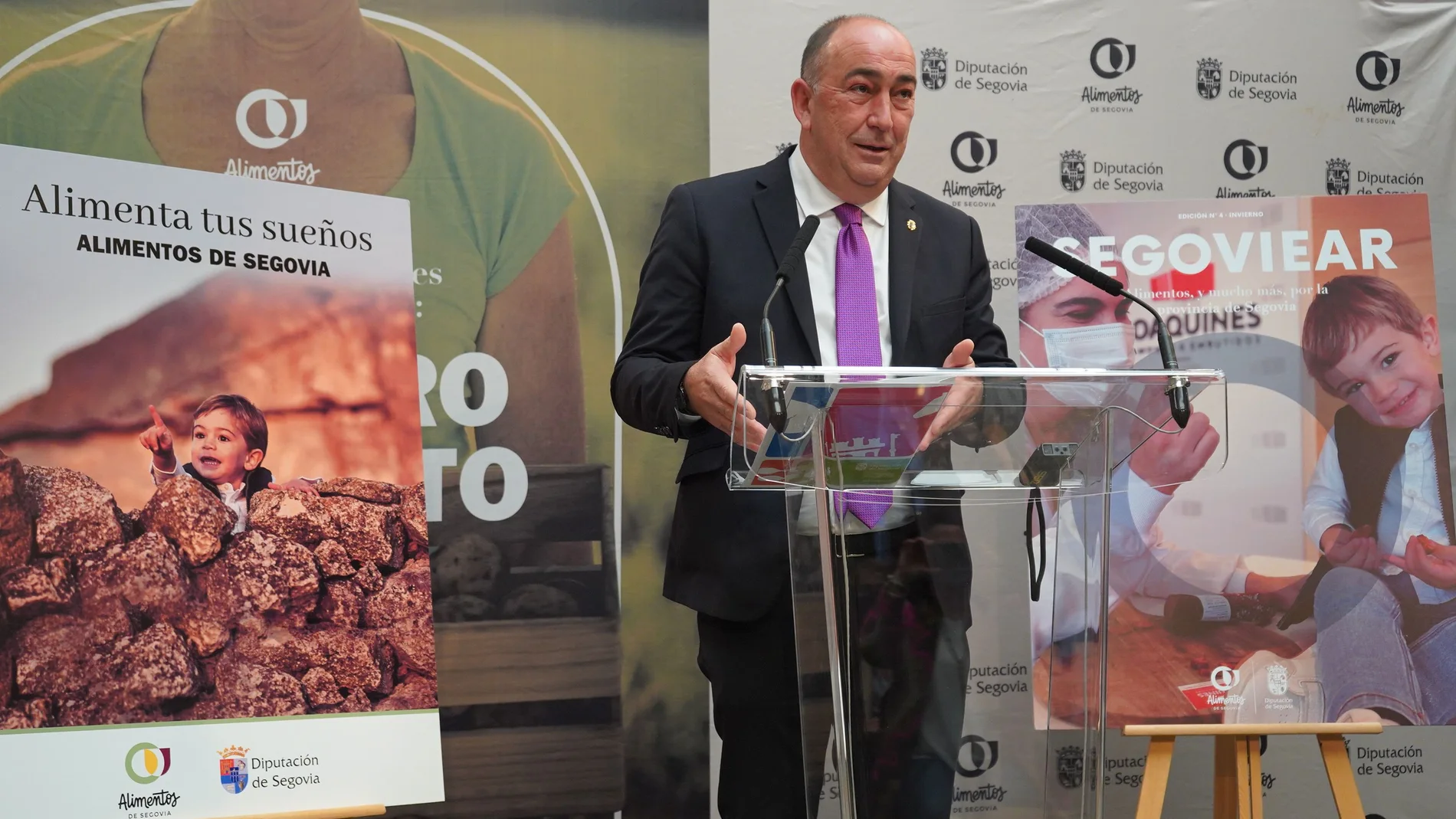 El presidente de la Diputación, Miguel Ángel de Vicente, presenta la campaña de Alimentos de Segovia