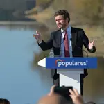 El presidente del PP, Pablo Casado, en un acto del PP en La Coruña el pasado viernes