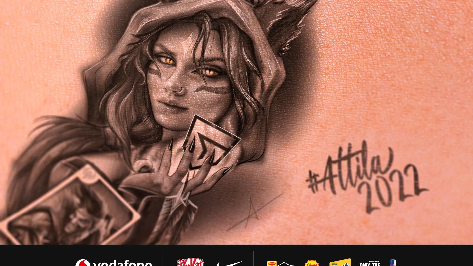 Attila renueva con Vodafone Giants tatuándose el escudo y a los campeones Ahri y Draven (sus main)