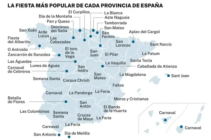 La fiesta más popular de cada provincia de España