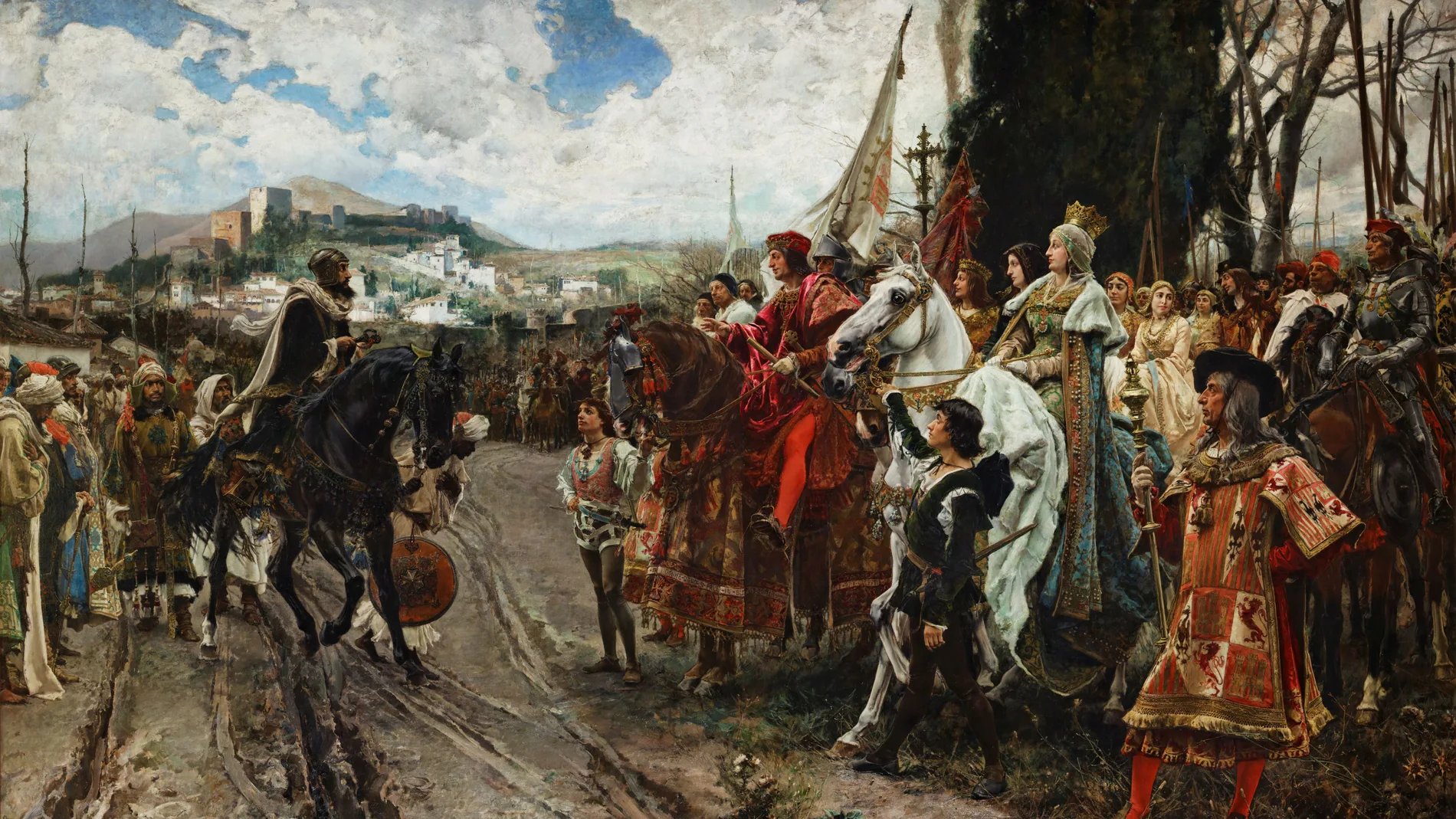 «La rendición de Granada» (1882), de Francisco Pradilla y Ortiz, donde interpretaba la caída del reino nazarí