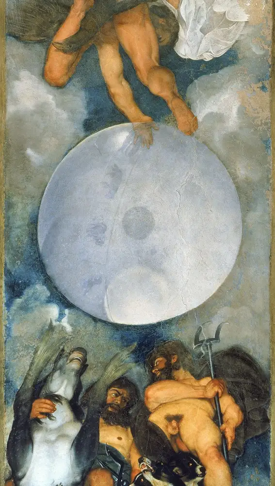 Jupiter, Neptuno y Plutón, fresco de Caravaggio (hacia 1597-1600)