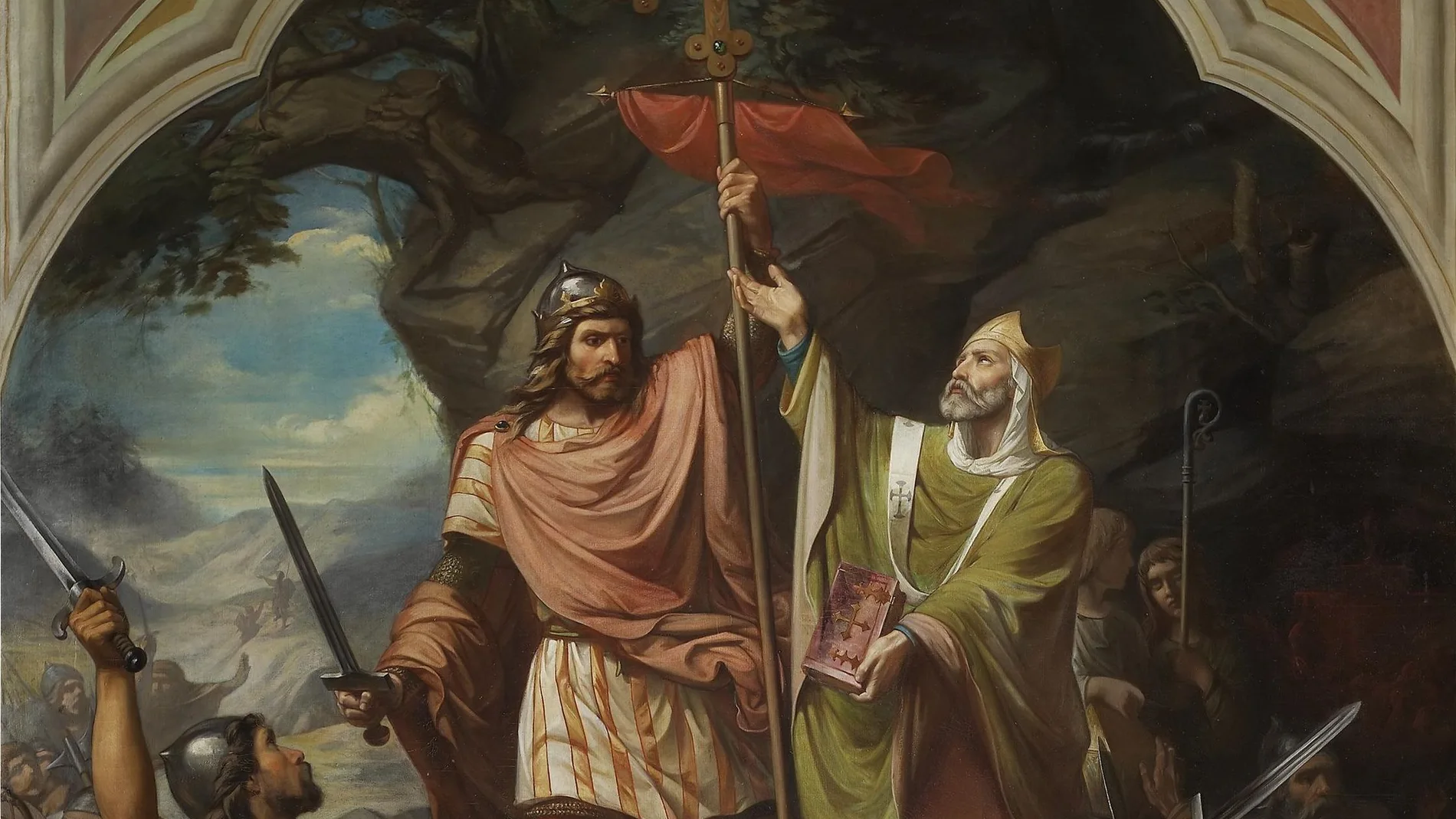 El pintor Luis de Madrazo representó a Don Pelayo en Covadonga en este óleo de 1855 que conserva el Museo del Prado