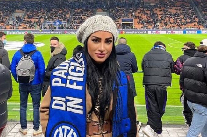 La actriz Stefania Marchionna en un partido del Inter de Milán.