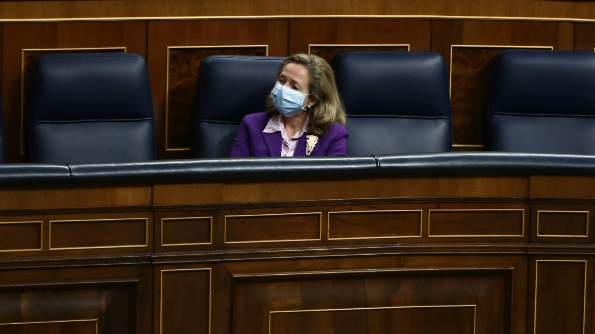 Nadia Calviño durante un Pleno del Congreso de los Diputados. Debate sobre la eutanasia.