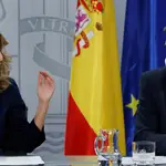 La ministra de Trabajo, Yolanda Díaz, y el ministro de Inclusión, Seguridad Social y Migraciones, José Luis Escrivá
