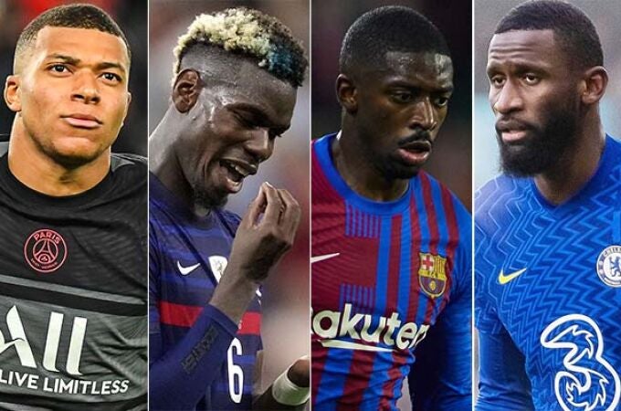 Kylian Mbappé, Paul Pogba, Ousmane Dembélé y Antonio Rüdiger.