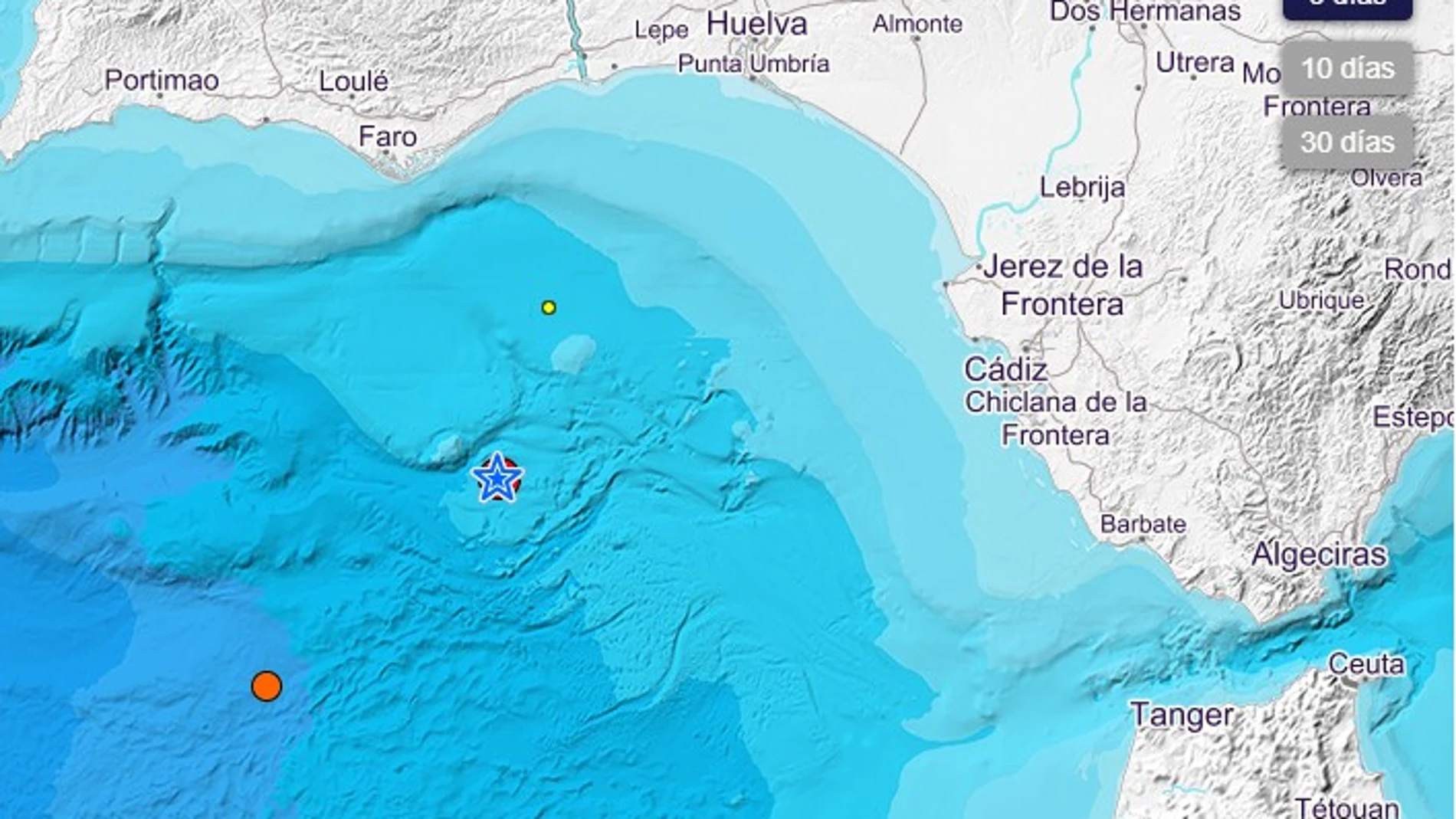 Ubicación del epicentro del seísmo