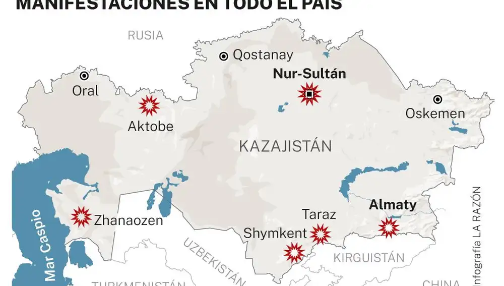 Manifestaciones en Kazajistán