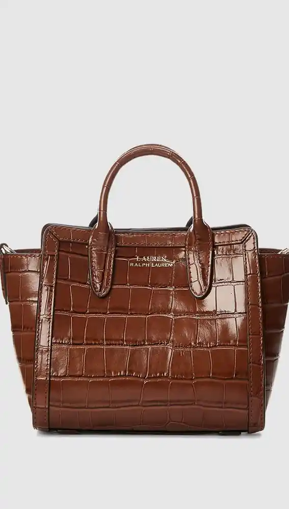 Bolso de mano pequeño Tyler de piel coco en marrón, de Lauren Ralph Lauren