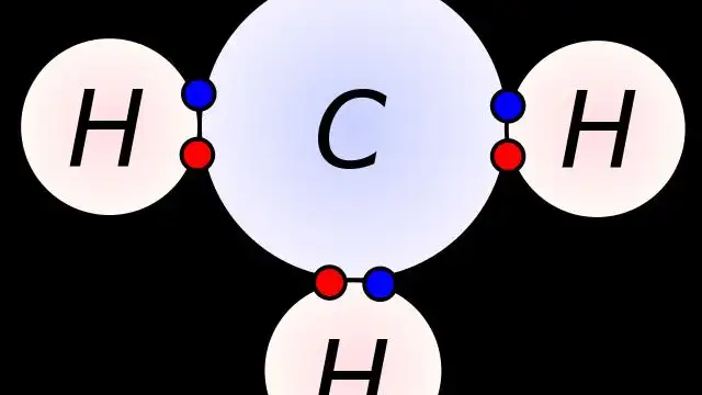 Enlace covalente del hidrógeno y el carbono en una molécula de metano