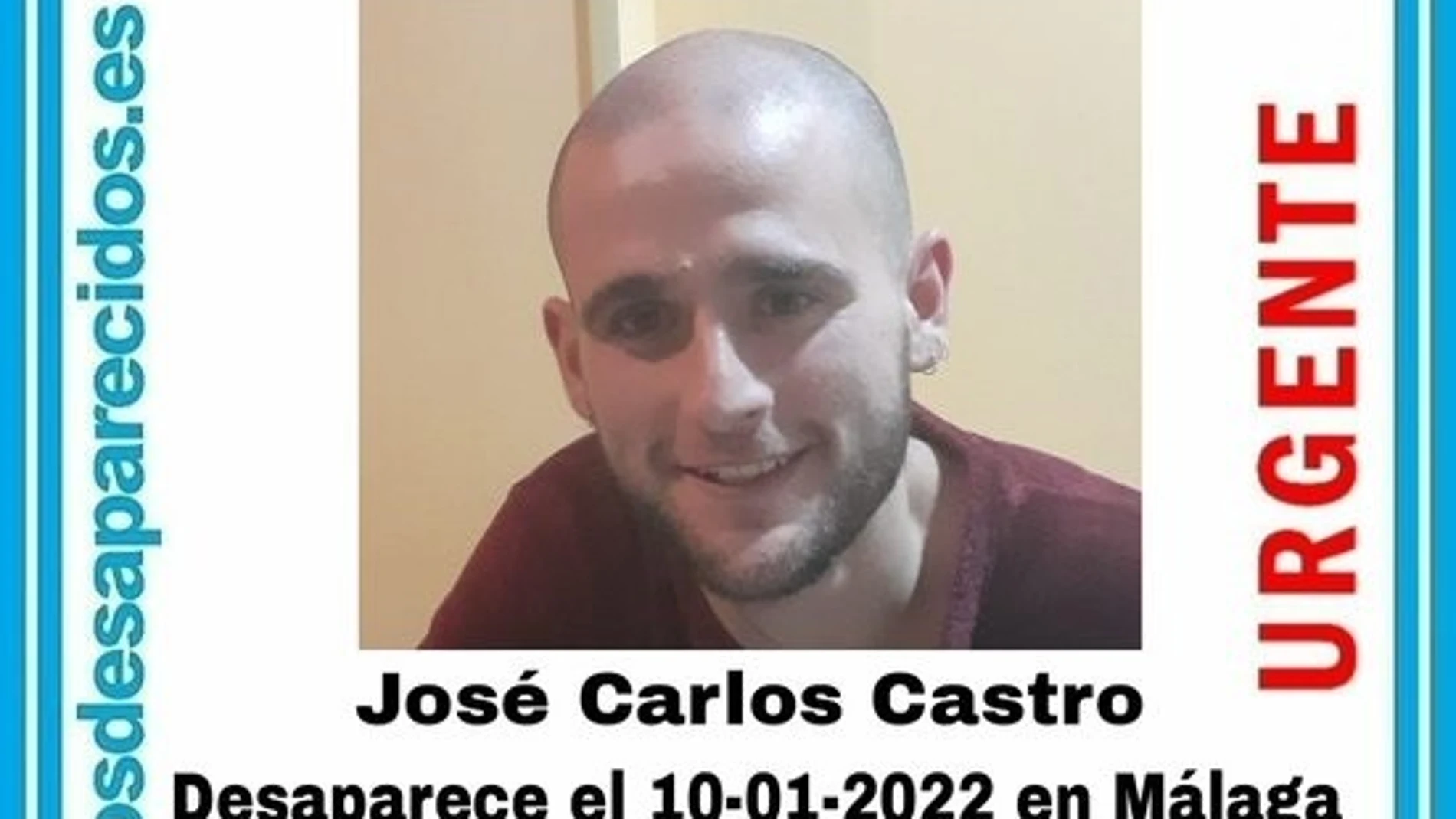 Cartel alertando de la desaparición de José Carlos CastroSOS DESAPARECIDOS12/01/2022