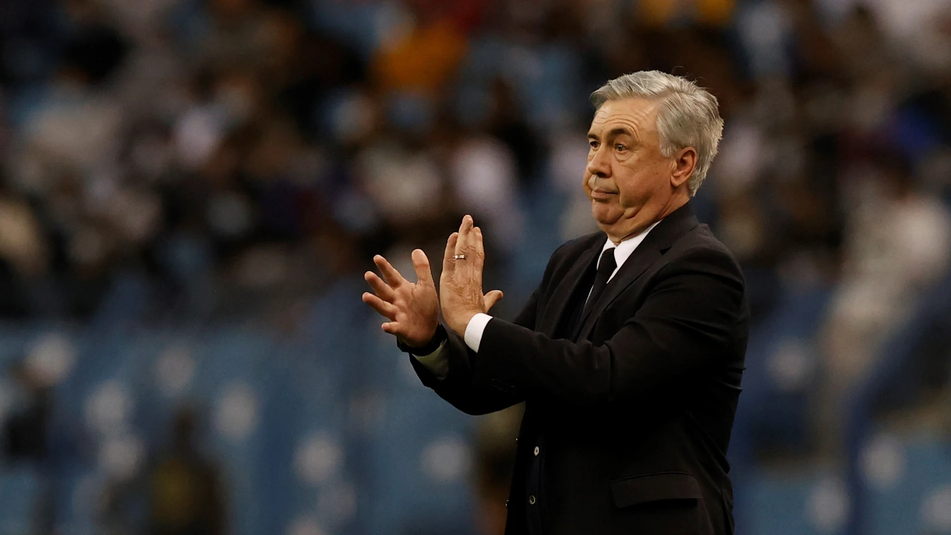 Carlo Ancelotti, durante la semifinal de la Supercopa de España ante el Barcelona