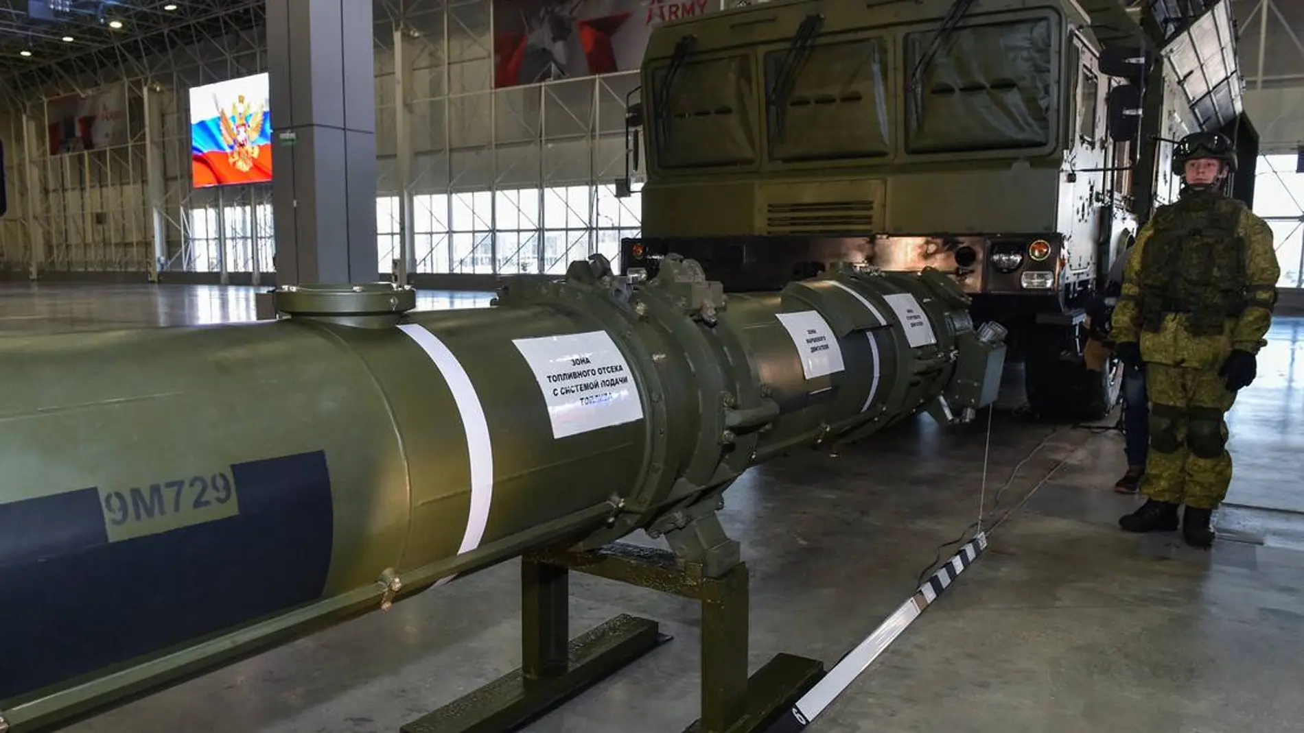 El misil de crucero 9M729, mostrado por Rusia en 2019
