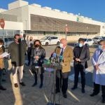 Jesús Aguirre, durante la rueda de prensa en el Hospital de Montilla