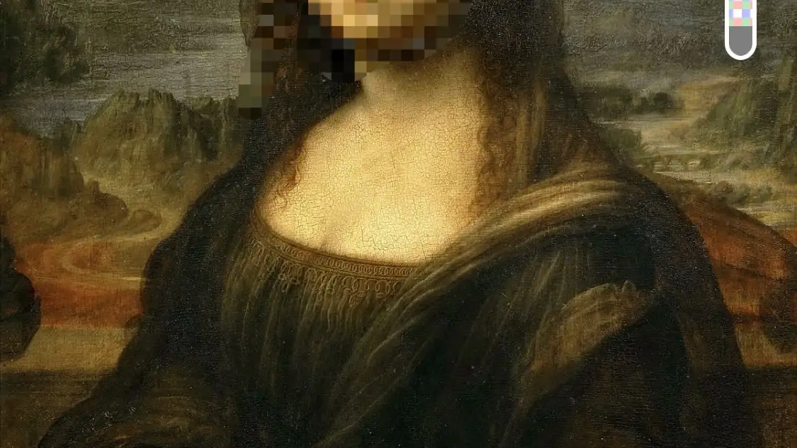 Imagen de la Gioconda pixelada en el editor de imágenes de Whatsapp