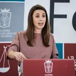 La ministra de Igualdad, Irene Montero, durante su intervención en los desayunos jurídicos del Colegio de Abogados de Madrid