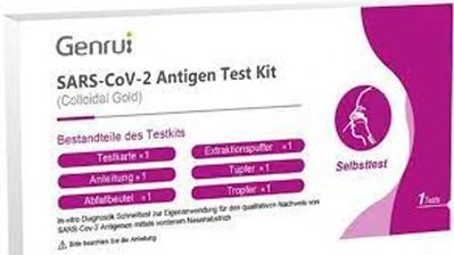 Kit de prueba de autodiagnóstico de antígeno SARS-CoV-2 (oro coloidal) de Genrui,