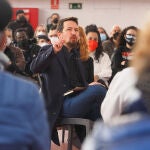 El ex vicepresidente del Gobierno, Pablo Iglesias, interviene en un coloquio junto a los candidatos de Unidas Podemos por Valladolid, en la Cúpula del Mileno de Valladolid
