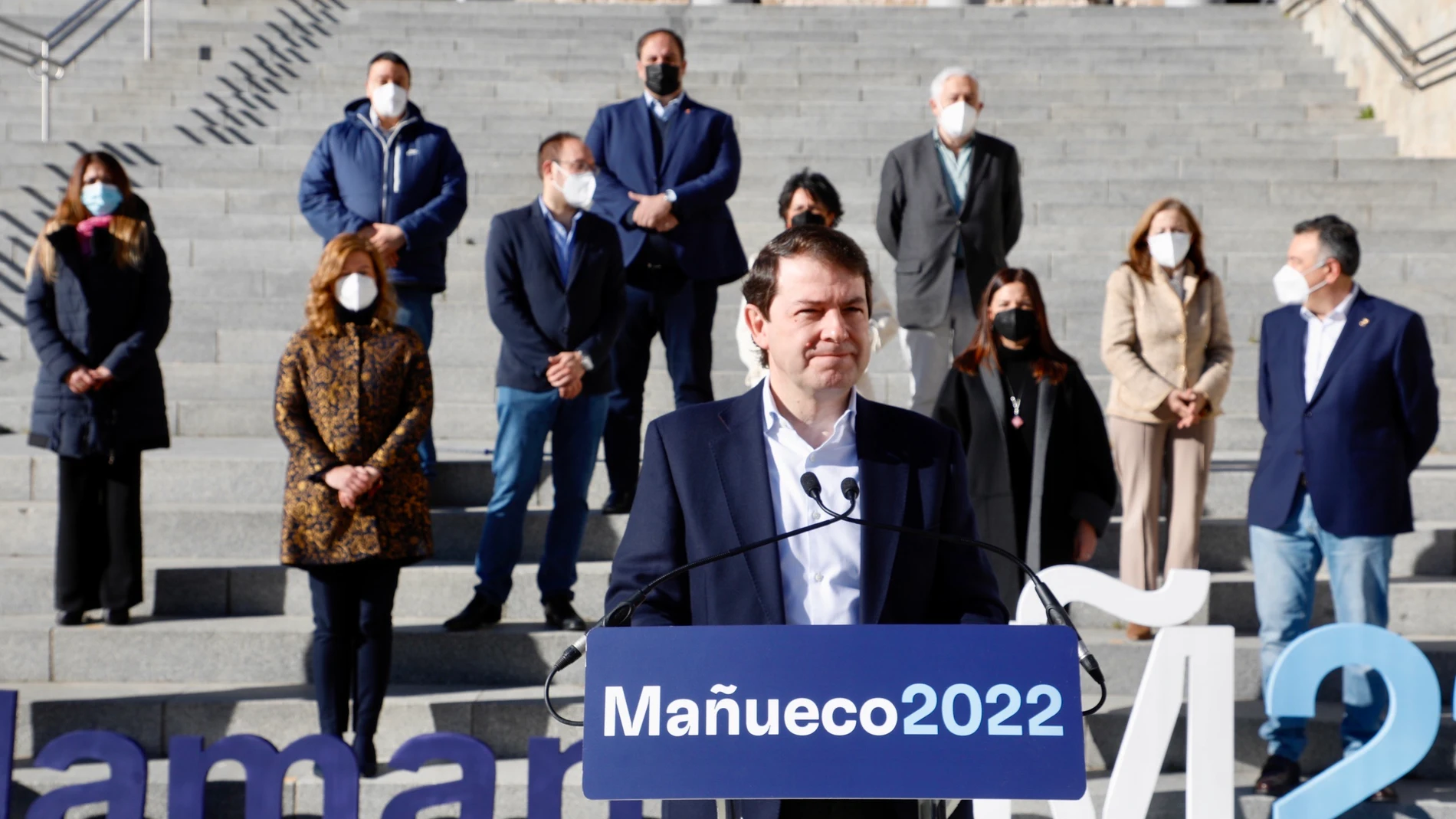 El presidente y candidato del PP de Castilla y León, Alfonso Fernández Mañueco, durante su intervención en Béjar