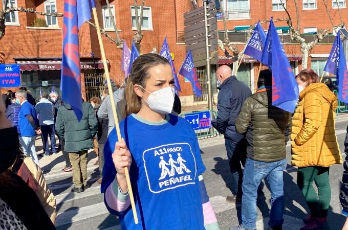 Cristina Blanco Rojo, número uno de la candidatura de la España Vaciada por Valladolid participa en la protesta