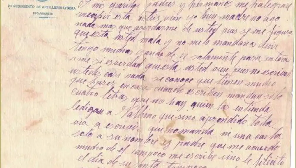 Carta manuscrita de Leoncio a su familia fechada en Navalperal de Pinares (Ávila), el 29 de septiembre de 1936