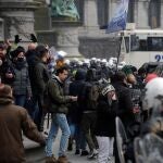 Manifestantes contra el pasaporte covid en Bruselas este fin de semana