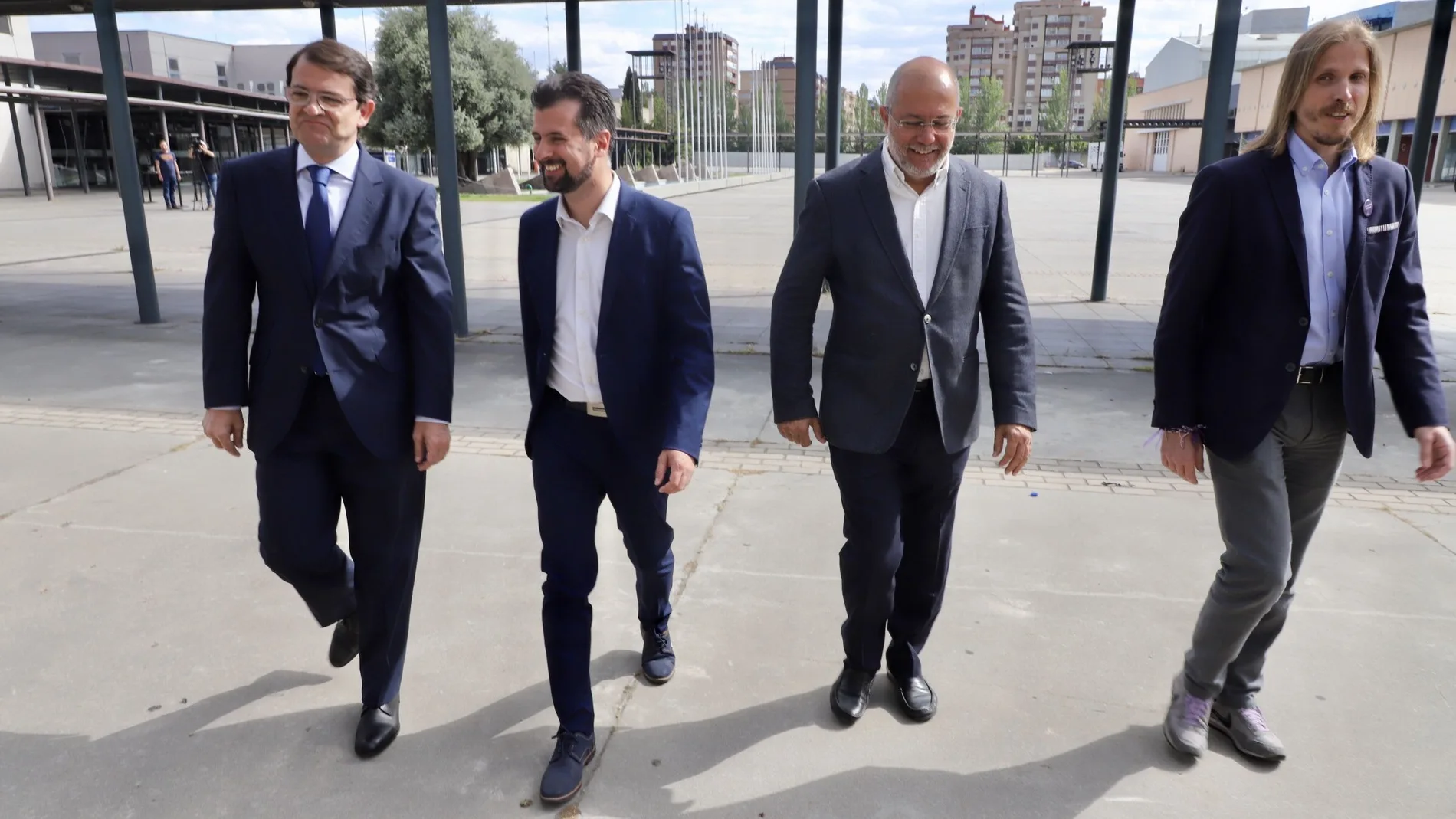 Mañueco, Tudanca, Igea y Fernández antes de uno de los dos debates que se celebraron en las pasadas elecciones de 2019