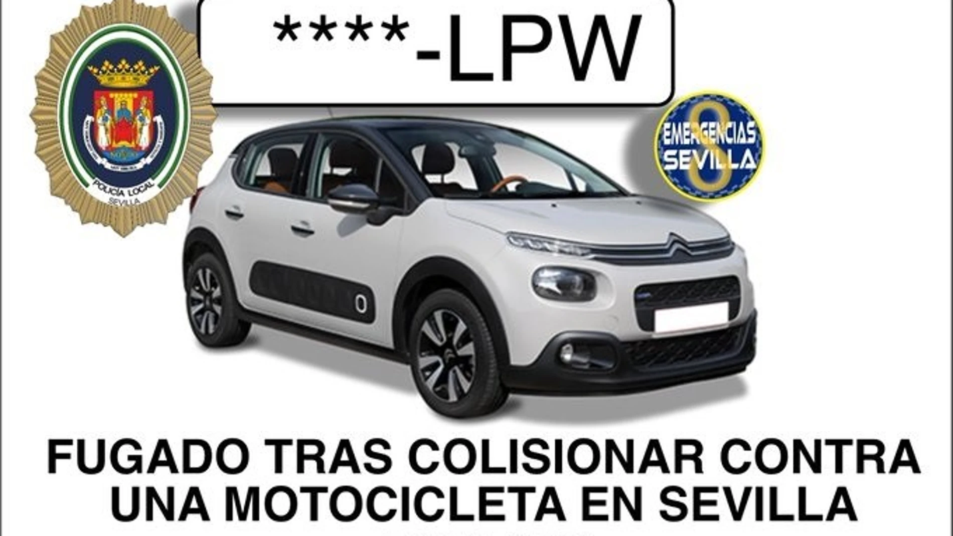 La Policía Local de Sevilla pide colaboración para localizar a un conductor huido que dejó herido grave a un motorista EMERGENCIAS SEVILLA 24/01/2022