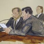 Dibujo de "El Chapo" Guzmán durante su juicio en Nueva York en 2019