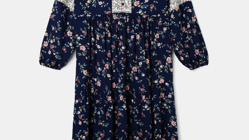 Vestido midi flores cenefas, de Southern Cotton