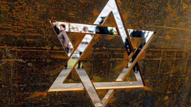 Vista de una estrella de David en el jardín de la ciudad de Aussig, durante una ceremonia conmemorativa al celebrarse hoy el Día Internacional de la Memoria del Holocausto