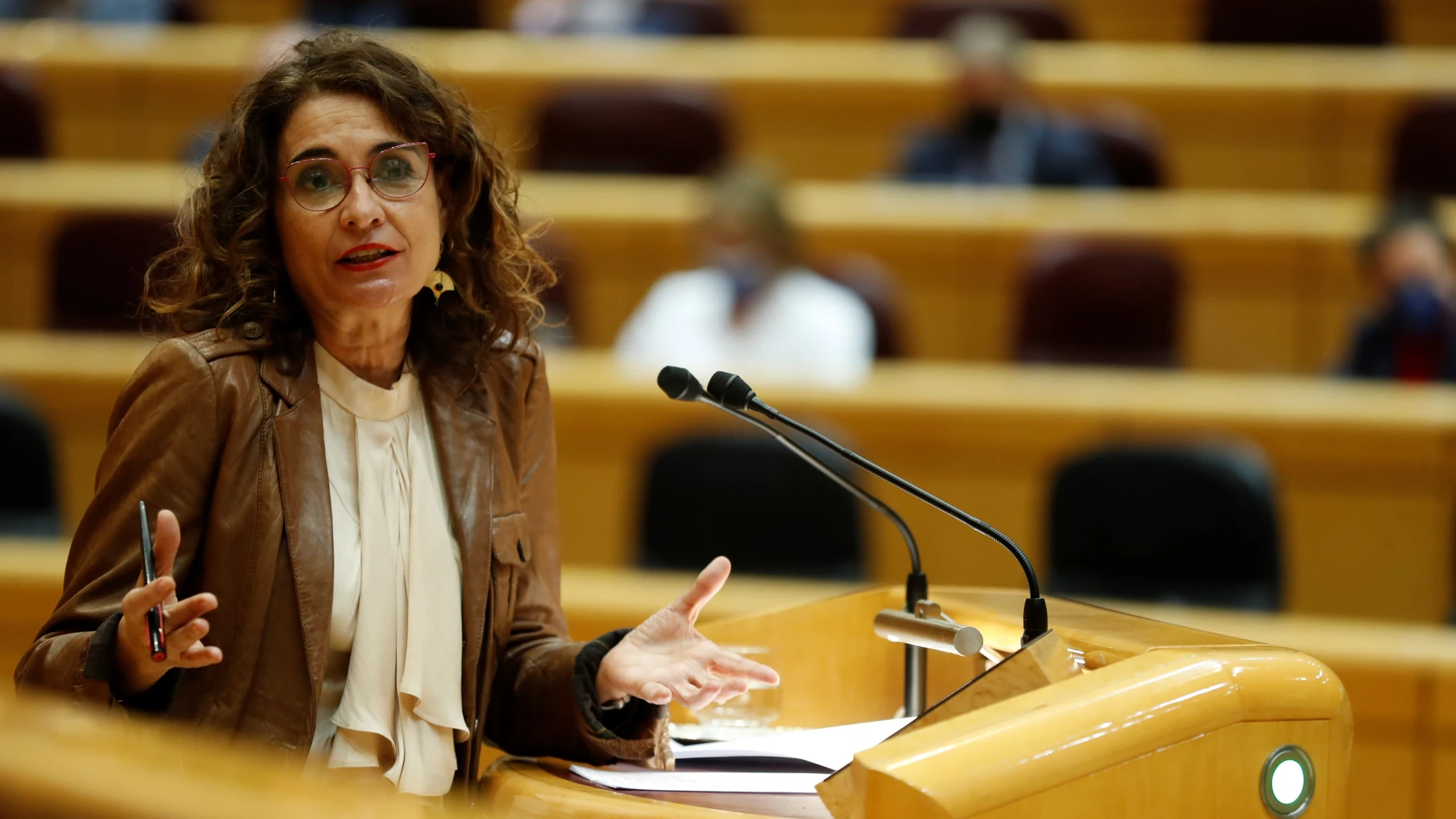 La ministra de Hacienda, María Jesús Montero, interviene durante el pleno del Senado, este martes en Madrid
