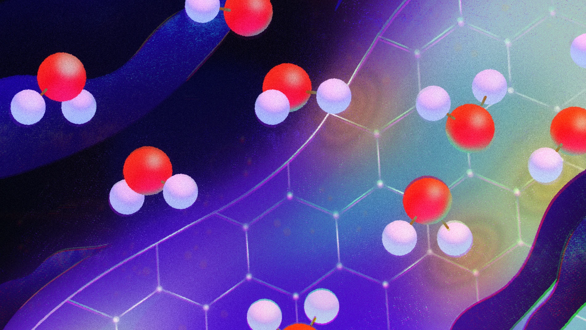 Las moléculas de agua fluyen cerca de las paredes con forma de panal de un nanotubo de carbono. Las interacciones entre las moléculas y los electrones de las paredes pueden provocar una "fricción cuántica", según proponen los investigadores en un nuevo estudio.
