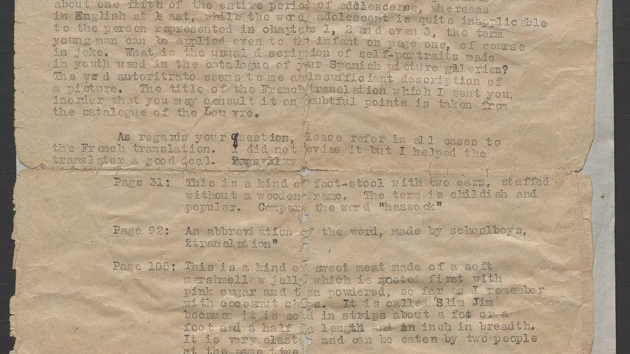 Una de las páginas de la extensa carta de James Joyce a Dámaso Alonso
